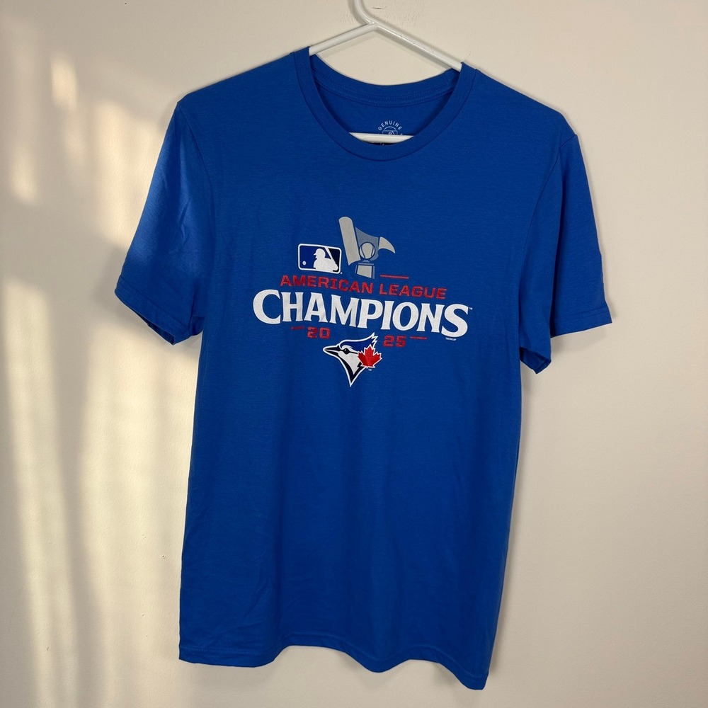 Toronto Blue Jays American League Champions 2025 Blue T-Shirt Mens Small MLB‎
